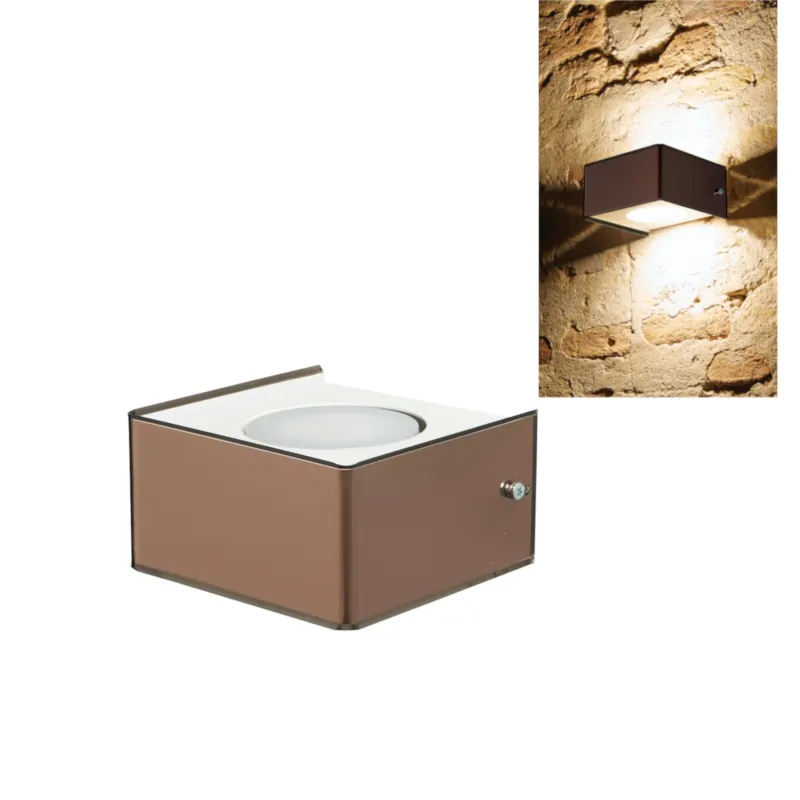 Applique da muro 2 LUCI struttura in metallo verniciato 13x13xh7 cm 1xE27 max 30 W supporto metallo colore bronzo Emporium Soddisfatti O Rimborsati