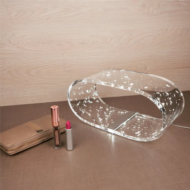 Lampada da tavolo Futura Led Grande MARBLE 33x14,5xh16 cm 5 W -6.000 K in plexiglas inciso acrilico Argento Vesta Ultimissimo Modello