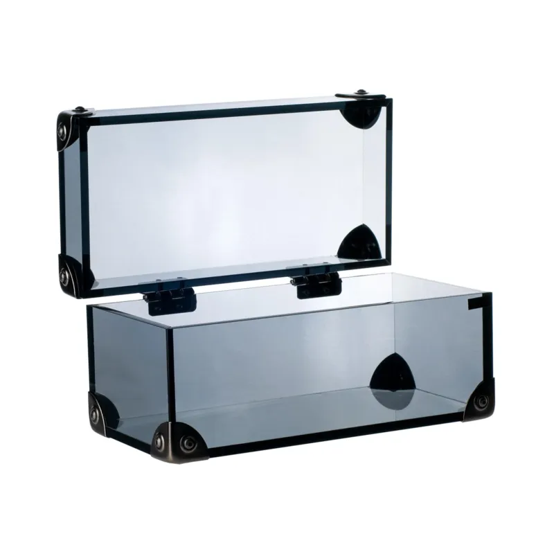 Cofanetto Portagioie moderno in cristallo Acrilico 20x10xh 10 cm peso 0,82 kg in scatola regalo colore fumé Vesta Nuovo Arrivo