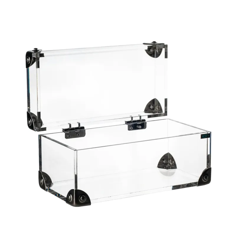 Saldi Cofanetto Portagioie moderno in cristallo Acrilico 20x10xh 10 cm peso 0,82 kg in scatola regalo trasparente Vesta