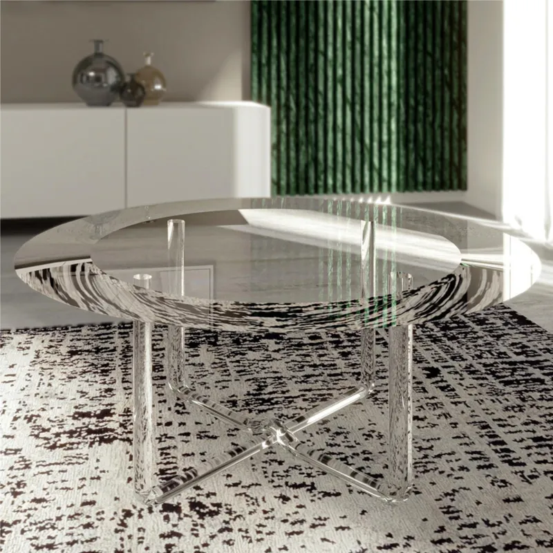 Subito Disponibile Tavolino Rotondo Essence Forma svasata diametro 90xh33cm - peso 11,12 kg realizzato in plexiglas Curvato a Caldo Spessore 15/20 mm Vesta