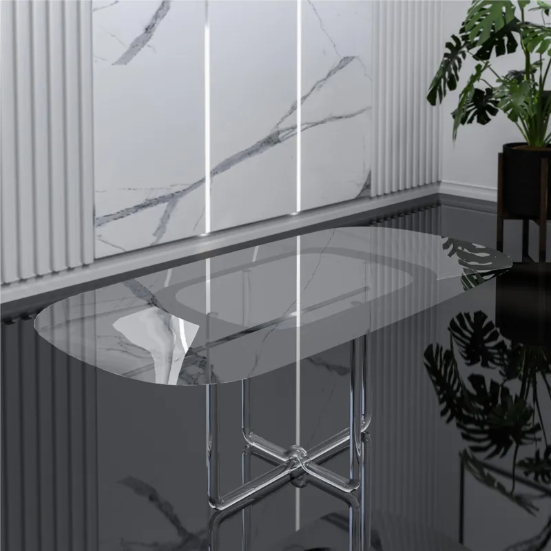 Prezzo Basso Tavolino Rettangolare Essence Forma svasato 80x40xh33cm - peso 9,12 kg realizzato in plexiglas Curvato a Caldo Spessore 15/20 mm Vesta