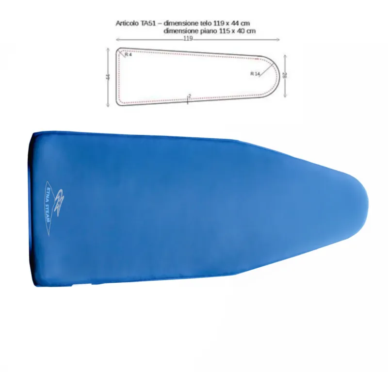 Copriasse per assi da stiro con punta rotonda dimensione119x44 cm per assi da Stiro con piano 115x40 cm, tessuto con imbottitura 600 gr blu Etna Steam Compra Online