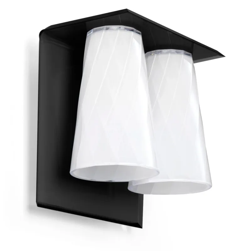 Applique da muro 2 Luci struttura e Paralume in metacrilato Dimensioni 20x20xh 20 cm- peso 0,800 kg colore nero Emporium Affare