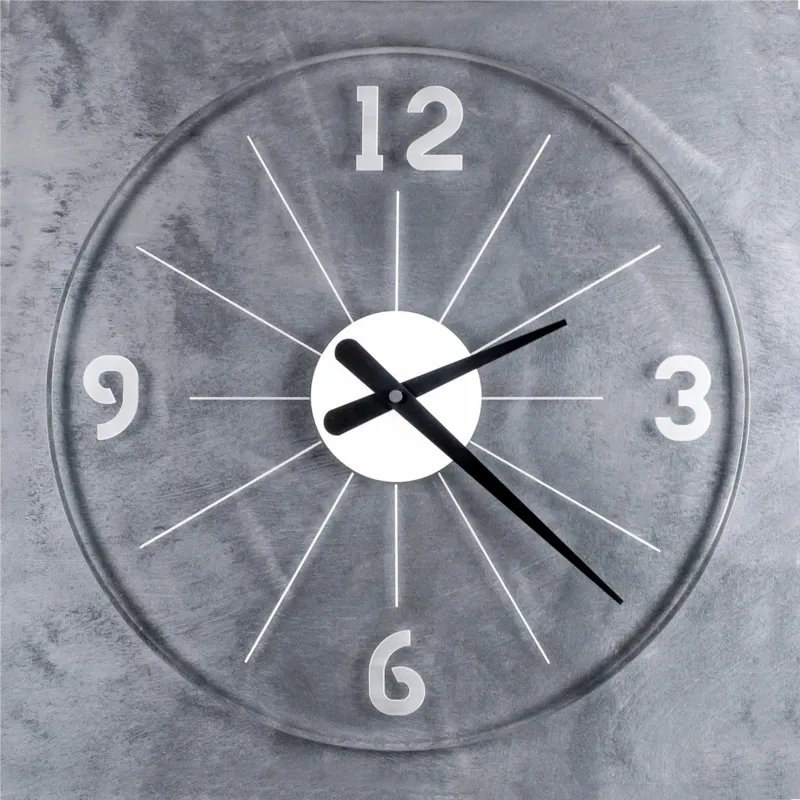 Soddisfatti O Rimborsati Orologio da parete in cristallo acrilico trasparente bordo stondato focus BIG Diametro 50 cm trasparente incolore, spessore 3 mm Vesta