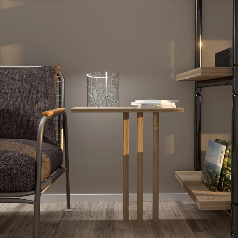 Popolare Lampada da tavolo in cristallo acrilico Wave Small 17x17xh 20 cm realizzata con un’unica lastra di cristallo acrilico piegata a mano, con foglie Argento Vesta