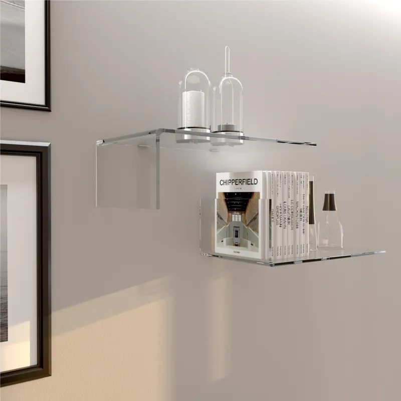 Promo Stagionale Mensola in cristallo acrilico trasparente MODUL Sinistra 45x25xh215 cm -Spessore 8 mm da in cristallo acrilico trasparente Vesta