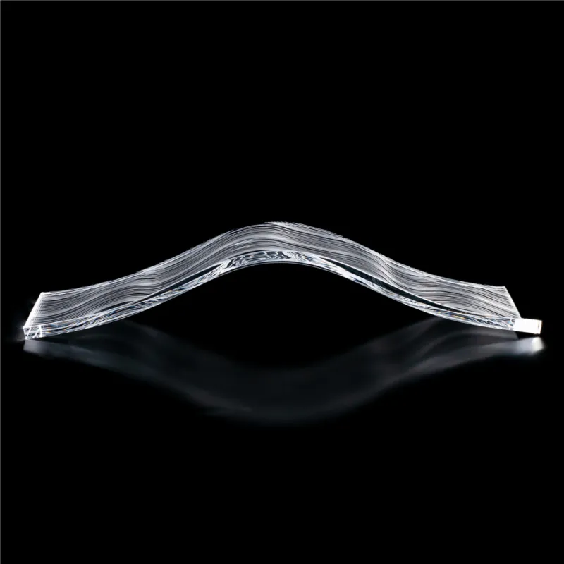 Scelto Dai Clienti Lampada da tavolo Design HILL dalle linee ondulate 42x11xh 8 cm Lampada leggera dalla luce soffusa illuminata con una strip led in cristallo acrilico Vesta