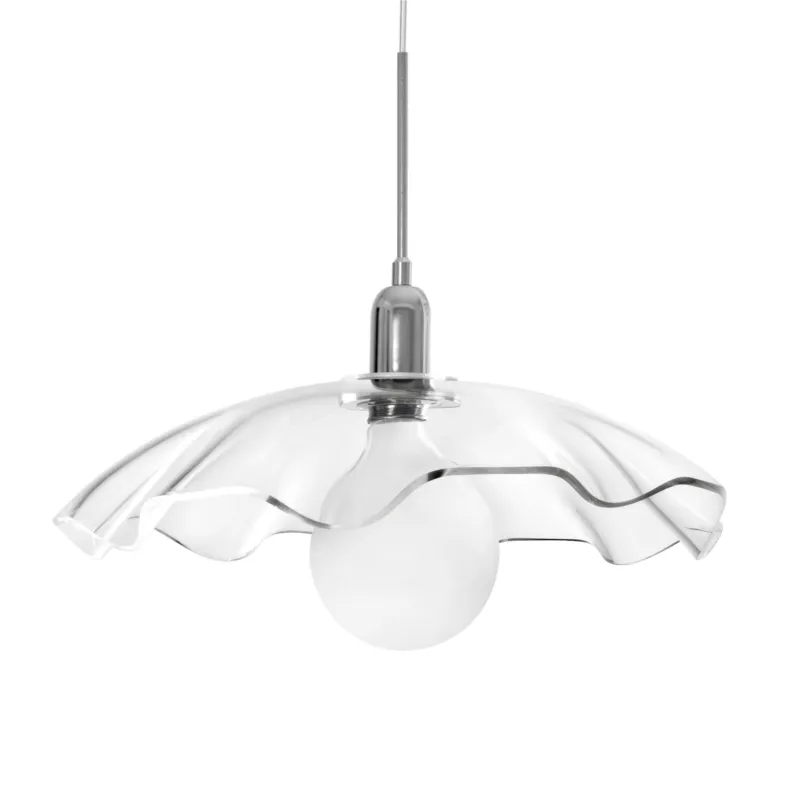 Reso Gratuito Lampada a Sospensione in Cristallo acrilico Medly Ø47Xh29 cm -1 kg Cavo di fissaggio acciaio colore sospensione Trasparente Emporium