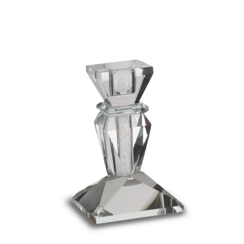 Popolare Porta candele cristallo ad uno stelo Misura Piccola 7,5x7,5xh12 cm uno stelo K9 idea per bomboniera Fantin Argenti