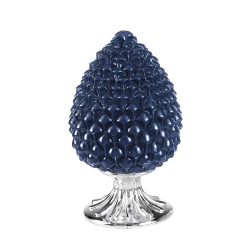Pigna Blu con base Argento, diametro 7,5xh13cm h13 cm in scatola regalo, regalo Fantin Argenti Must-Have