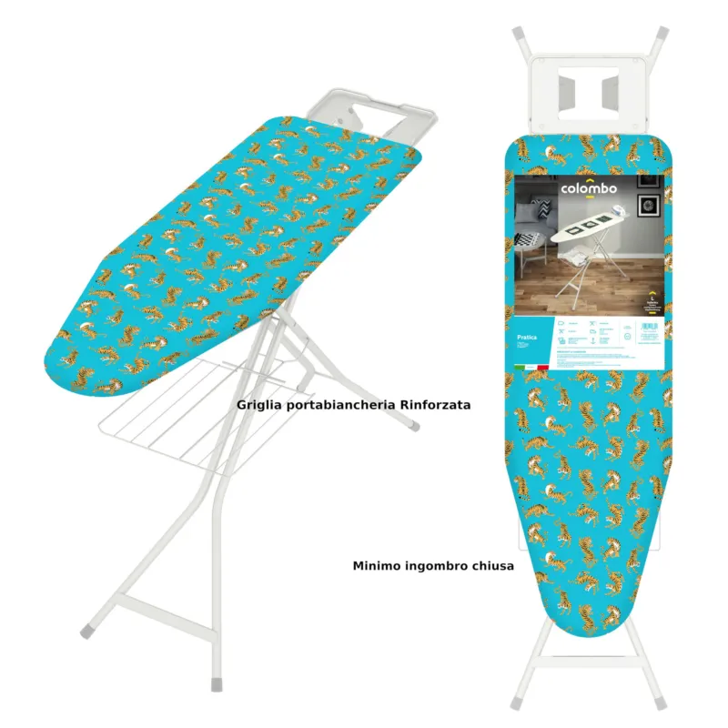 Promozione Esclusiva Asse da Stiro da Stiro Pratica piano di stiratura 120x40 cm - peso 5,7 kg 6 posizioni chiusa ingombra solo 27 cm max regolabile Made in italy Colombo New Scal