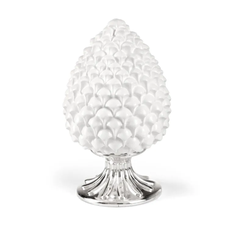 Pigna Bianca con base Argento, diametro 11xh20 cm h20 cm in scatola regalo, regalo Fantin Argenti Offerta Speciale