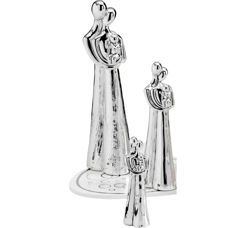 Statuetta Sacra Famiglia Media in resina Argentata h20 cm colore in confezione regalo Fantin Argenti Spedizione Espresso