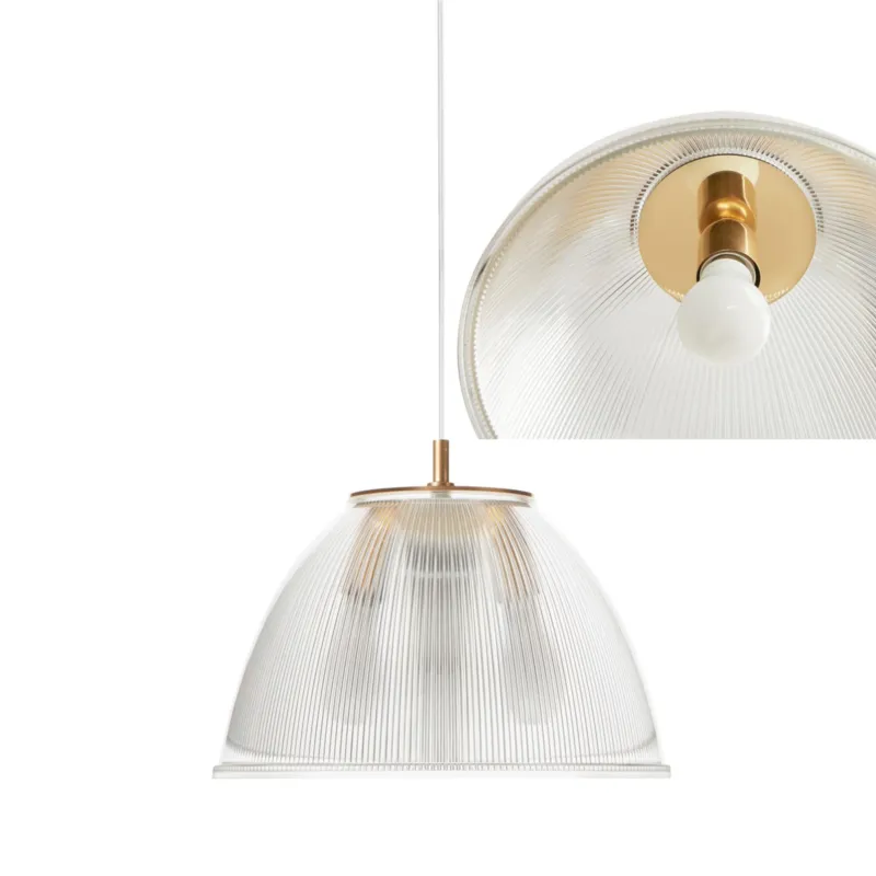 Lampada a sospensione ISABEL Ø30xh31 cm - 1 x70W max E 27 HGS con calotta prismatica e particolari In PMMA colore oro Emporium Acquista Ora