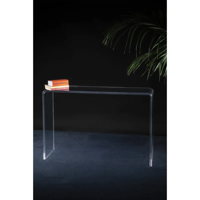 Consolle Tavolo in Cristallo acrilico piegato a caldo Simply , dimensioni 114,5x31xH76,5 cm, spessore 15 mm colore trasparente Vesta Promo Stagionale