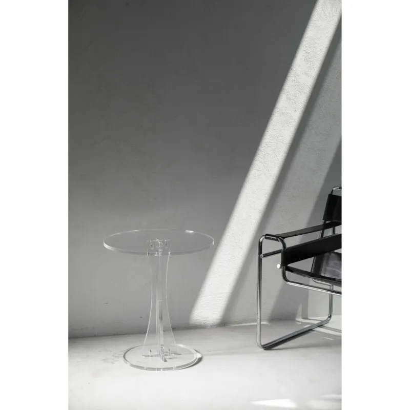 Pagamento Sicuro tavolino tondo sky trasparente incolore, dimensioni 50x50xH57 cm, spessore 15 mm Vesta