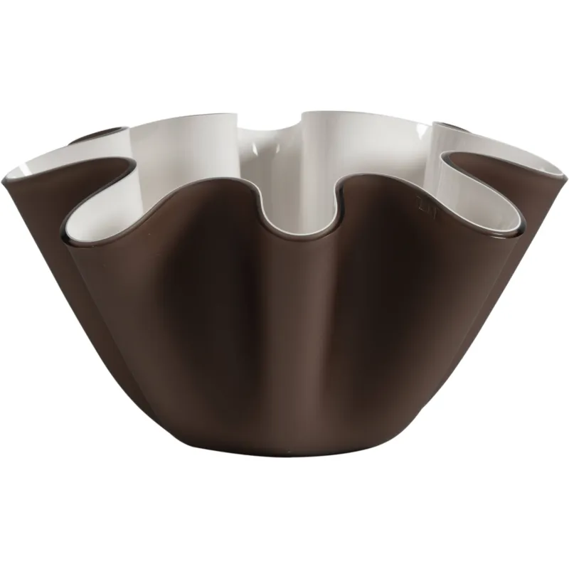 Porta vaso contenitore in cristallo acrilico LIke Water Versione Big diametro 28xh16 cm spessore 5 mm colore marrone satinato Vesta Quantità Limitata