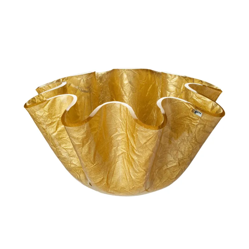 Ultimissimo Modello Porta vaso contenitore in cristallo acrilico LIke Water Versione Big diametro 28xh16 cm spessore 5 mm colore oro Vesta