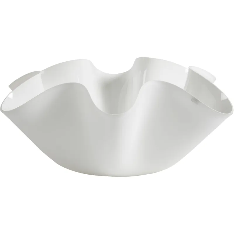 Centrotavola, portafrutta in cristallo acrilico Grande LIke Water Versione Media 45x45 h15 cm spessore 5 mm colore bianco satinato Vesta Promo Stagionale