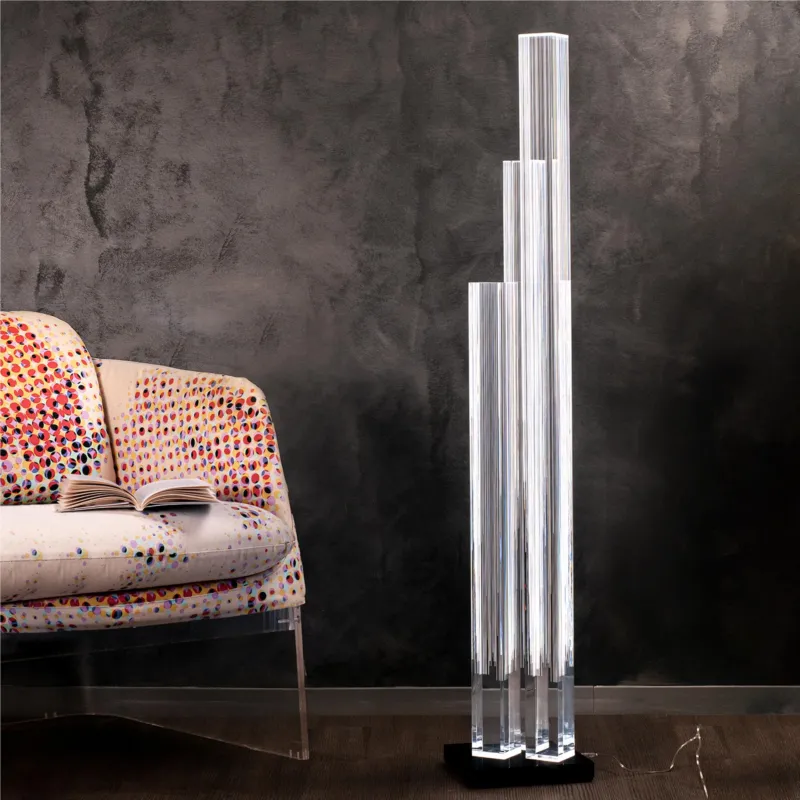 lampada block da terra, dimensioni 20x20xH120 cm, spessore 200 mm alla base luce calda Vesta Popolare