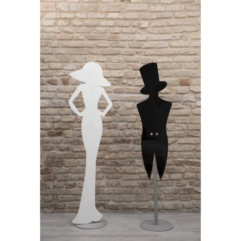 Direttamente Dal Produttore Servomuto in Cristallo Acrilico 48x30xh150 CM BRIGITTE con asta e base in metallo trattato. grucce in acciaio cromato appendiabiliti bianco Vesta