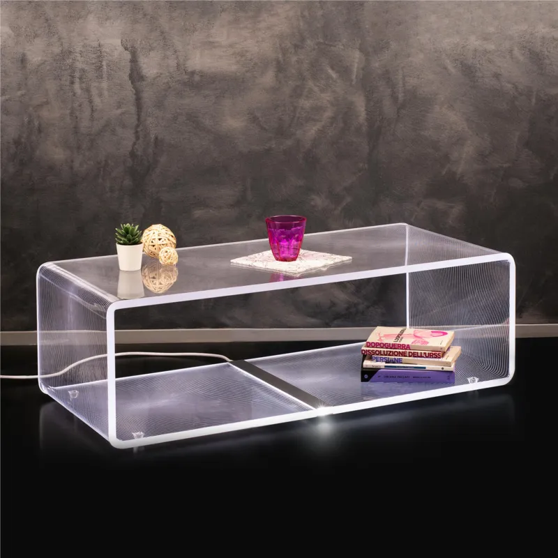Occasione Imperdibile Tavolino luminoso lampada Luminosa solid extra large flots, dimensioni 37,5x37,5xH37,5 cm, spessore 10 mm disegno flot colore trasparente Vesta
