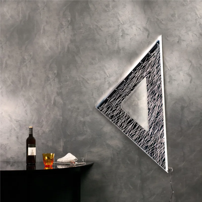 Lampada da Parete squadra 45° trasparente incolore, dimensioni 80x10xH80 cm, spessore 10 mm trasparente Vesta Nuova Collezione