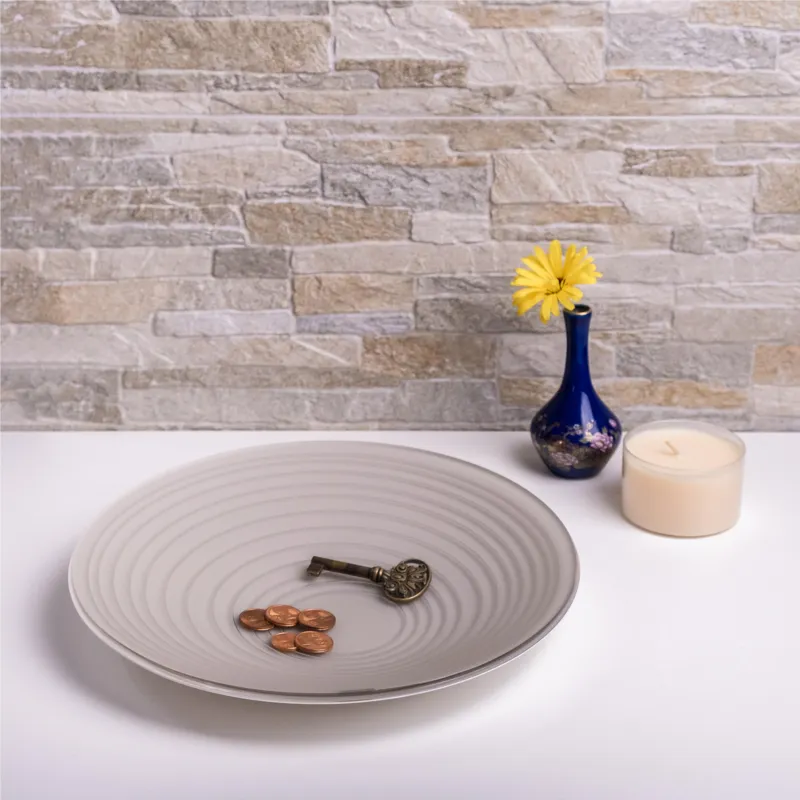 vuotatasche circle taupe satin white, dimensioni Ø26x18xH3 cm, spessore 3 mm Vesta Prezzo Conveniente