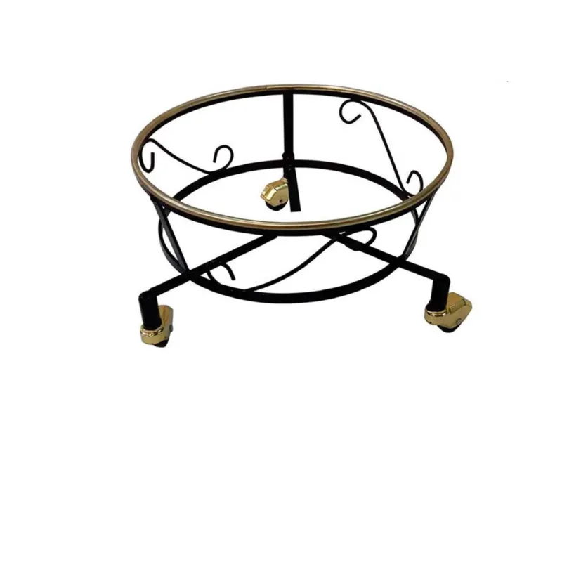 Porta vaso con ruote in ferro battuto e ottone 28xh17 cm lavorazione artigianale con piedi in ottone Sessa Ferro Battuto Spedito Oggi