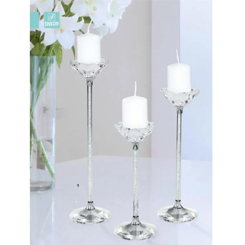 Miglior Prezzo Porta candele cristallo ad uno stelo con fiore Misura Piccola cm h 18 uno stelo K9 idea per bomboniera Fantin Argenti