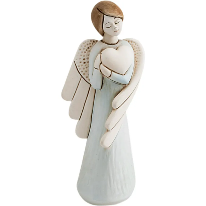 Spedito Oggi Angelo in resina colore bicolor con decoro Angelo Cuore h 12 cm in scatola regalo, ideale per uso bomboniera Fantin Argenti