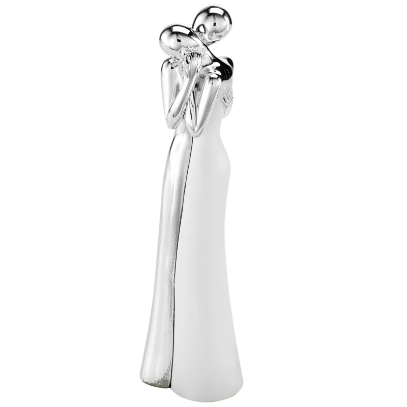 Acquista Ora Abbraccio Statuetta In Resina e argento e bianco bicolor abbraccio Piccola h 14,5 cm Fantin Argenti