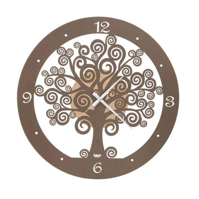 Saldi Orologio portafortuna grande Albero della Vita in metallo, diametro 55, colore Orolaccato Bronzo Arti e Mestieri