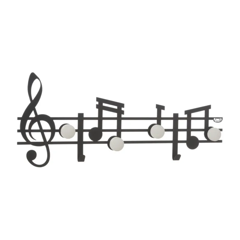 Appendiabiti con note musicali Musica in metallo, 70x30h, colore Nero Goffrato Arti e Mestieri Occasione Imperdibile