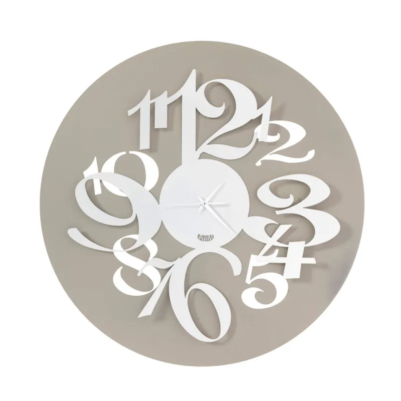 Direttamente Dal Produttore Orologio con numeri grandi effetto tridimensionale Focus in metallo, diam.50, colore Sabbia Bianco Arti e Mestieri