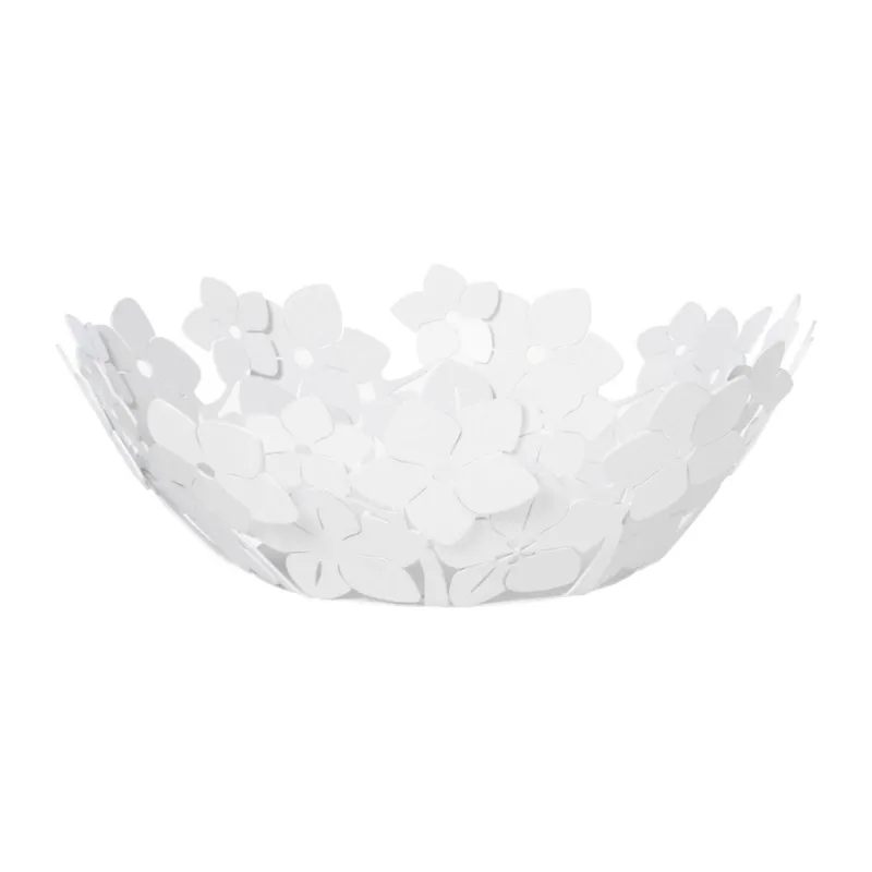 Centro tavola grande floreale Fior di Loto in metallo, d.40x15h, colore Bianco Marmo Arti e Mestieri Must-Have