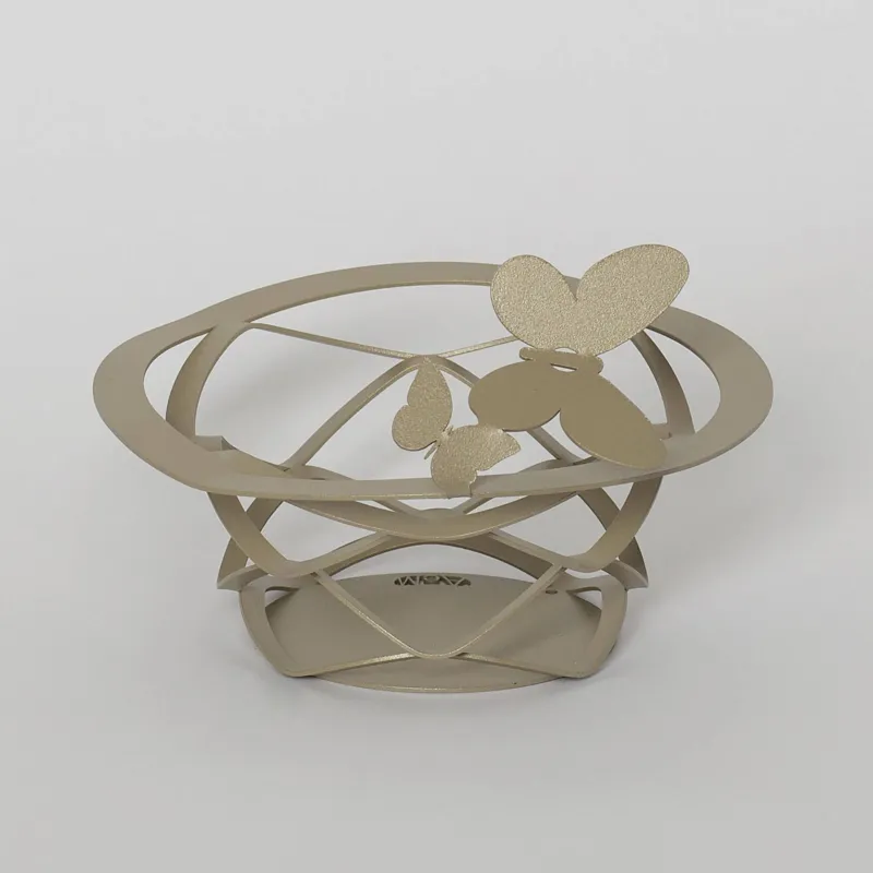 Cestino Butterfly in metallo verniciato , Dimensioni 13xh5 cm, colore Sabbia Arti e Mestieri Reso Gratuito