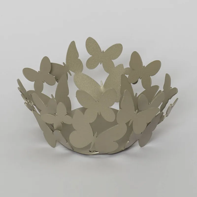 Cestino Farfalle tondo in metallo verniciato a fuoco , diam. 13xh7 cm colore Sabbia Arti e Mestieri Super Prezzo