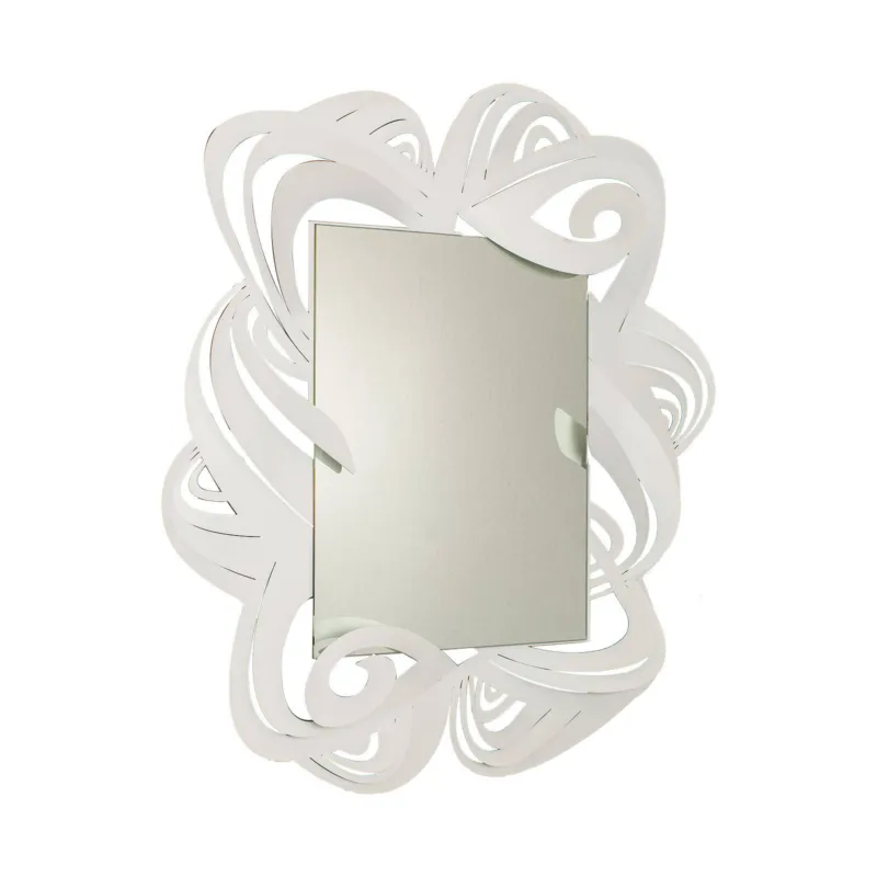 Specchio da parete di design PENELOPE in metallo, 87x h100 cm, decorazione moderna con riccioli in ferro colore Bianco Neve Arti e Mestieri Occasione