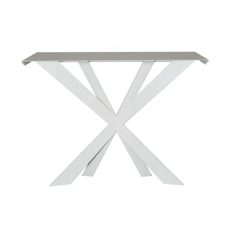 Consolle in stile moderno Exsodus Zeus in metallo, 110x35Px78h, colore Bianco Neve Arti e Mestieri Offerta Speciale
