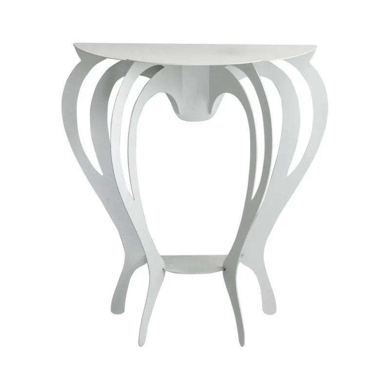 Saldi Piccola consolle elegante di design Ballerina in metallo, 80x35Px80h, colore Bianco Lucido Arti e Mestieri