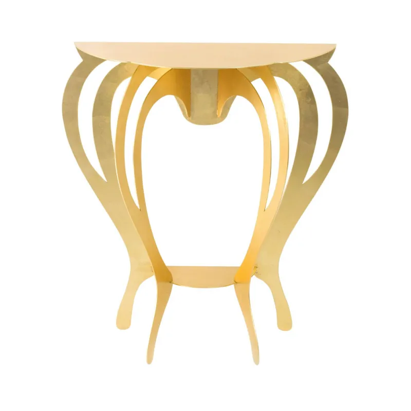 Piccola consolle elegante di design Ballerina in metallo, 80x35Px80h, colore Oro Arti e Mestieri Solo Oggi