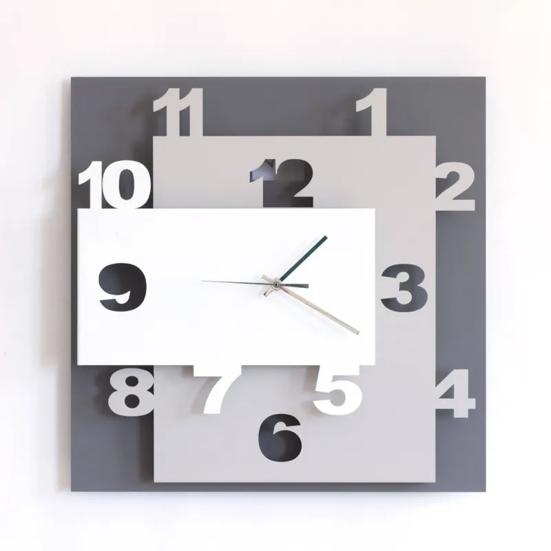 Soddisfatti O Rimborsati Orologio Ziggurat in metallo, 40x8Px40h, colore Fango-nocciola-bianco Arti e Mestieri