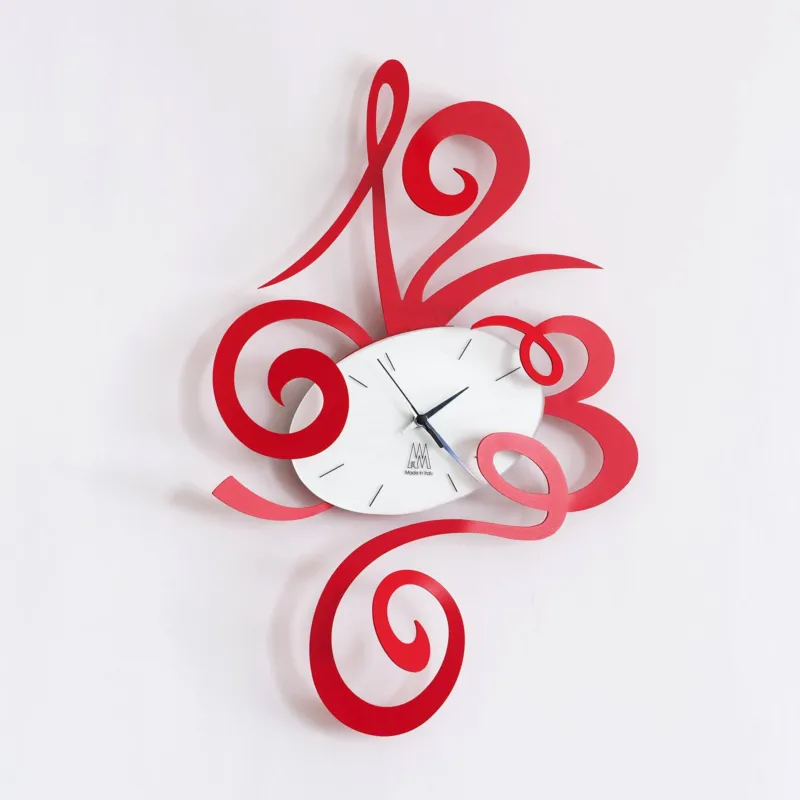 Orologio Robin in metallo, 34x51h, colore Rosso Arti e Mestieri Prezzo Ridotto