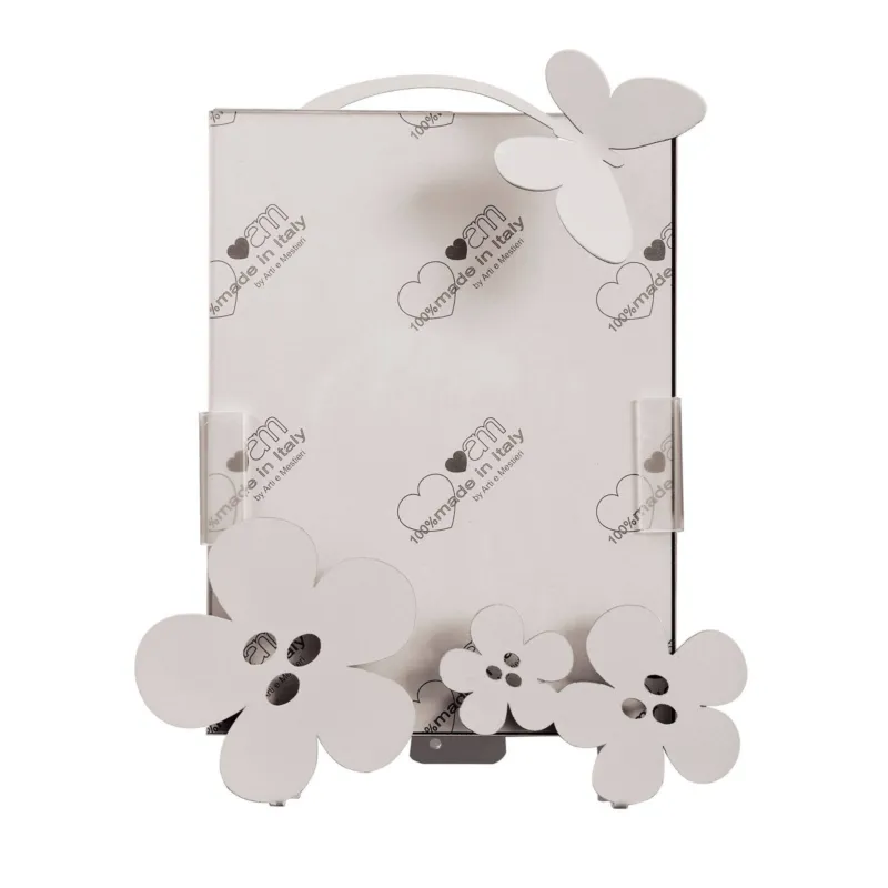 Compra Oggi Stesso Porta Foto Fiorellini in metallo, dimensione 19x23h - per foto 15x20h, colore Bianco Neve Arti e Mestieri