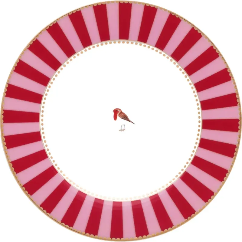 Nuovo Arrivo Love Birds - Piatto a Righe Red /Pink,21 cm