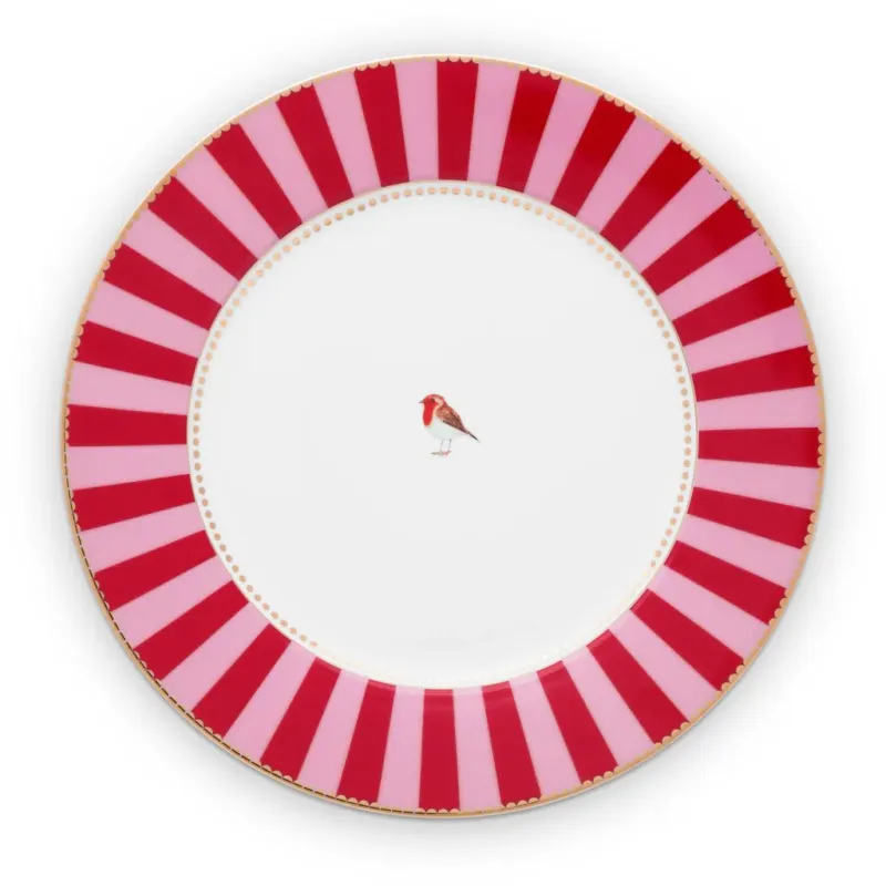 Solo Oggi Love Birds - Piatto a Righe Red /Pink,26,5 cm