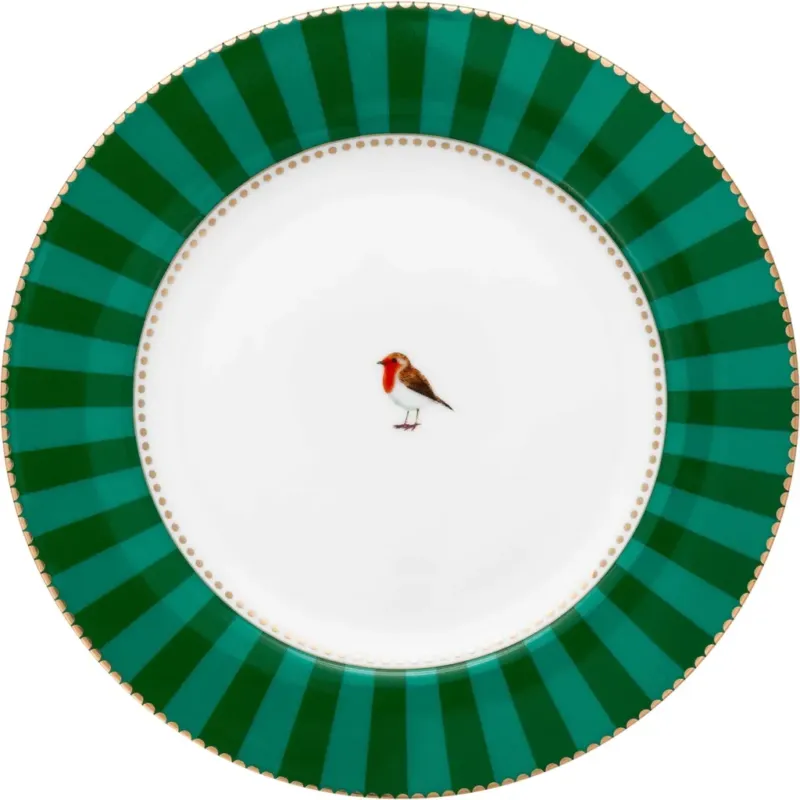 Love Birds - Piatto a Righe Green,17 cm Non Perdere