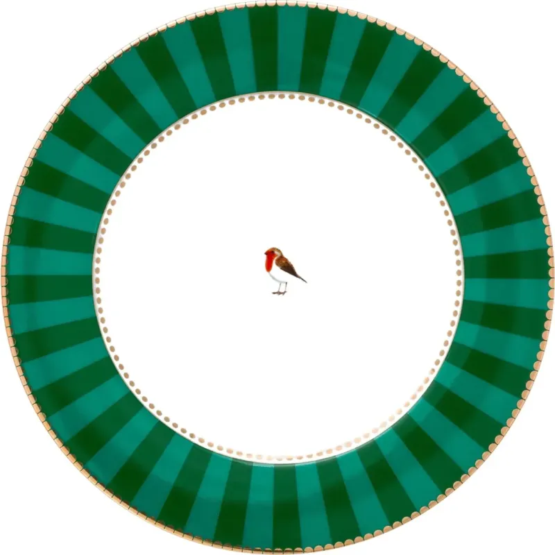 Love Birds - Piatto a Righe Green,21 cm Spedizione Espresso